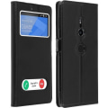 Miniatyrbillede 1 af 4: Housse - AVIZAR - Sony Xperia XZ2 - Øko-læder - Blød skal - Dobbelt vindue Svart
