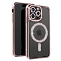 Pikkukuva 1 / 6: Diamond Case iPhone 15 Prolle - AVIZAR - Strassikivi Contour - Samppanjan vaaleanpunainen - MagSafe Rosa