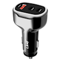 Pikkukuva 1 / 5: Autolaturin 50W Kaksinkertainen USB-C + USB Nopea Lataus Kompakti LinQ Musta Svart