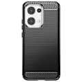 Pikkukuva 1 / 5: Oppo Reno 13 - Silikoni Kuori, Hiilikuitu Harjattu Musta Svart