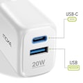 Miniatyrbillede 3 af 5: Vægoplader USB og USB C Power Delivery 20W Hurtig Opladning Moxie Hvid Vit