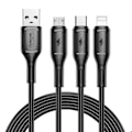 Miniatyrbild 1 av 5: Cabel 3-i-1 USB-C, Micro USB och Lightning USB Kontakt Längd 1m wiwu Svart