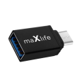 Miniatyrbillede 2 af 6: Maxlife Ultra-kompakt USB-A hun til USB-C han adapter sort