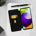 Miniatyrbillede 4 af 4: Cover til Samsung A52 og A52s Flip Card Holder Håndledsrem Black Carbon Effect Svart