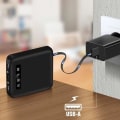 Miniatyrbillede 4 af 5: Universal eksternt batteri USB-C, Micro-USB Lightning-kabler Akashi sort