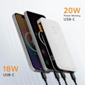 Pikkukuva 3 / 6: Ulkoakku - XTORM - Fuel Series 5 - 10000mAh - 20W - 2x USB-C + USB - LED-näyttö Vit