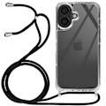 Pikkukuva 1 / 5: iPhone 16 Plus - Iskunkestävä Silikoni Kuori, Läpinäkyvä Punottu Kaapeli Transparent