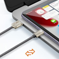 Miniatyrbillede 3 af 6: USB til USB-C-kabel - LinQ - Hurtig opladning 6A - Længde 1.2m - Hurtig synkronisering - Skærmet metal Grå