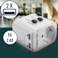 Pikkukuva 4 / 4: Akashi Matkailuliitin US/UK/AUS/CN EU:lle ja 2 USB-porttia - Valkoinen