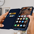 Miniatyrbillede 3 af 4: Étui folio AVIZAR til Xiaomi Redmi 10 - Mørkeblå - Videostøttefunktion - Fuld beskyttelse Blå