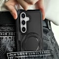 Miniatyrbillede 3 af 6: Taske til Samsung Galaxy S24 - AVIZAR - Sort stødsikker Bi-Material Support Ring Svart