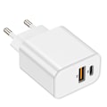 Pikkukuva 2 / 5: USB-C + USB 15W Pikalataus Seinälaite Kompakti Akashi Valkoinen Vit