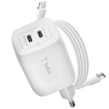 Miniatyrbillede 1 af 6: Dobbelt USB C 65W GaN og PPS vægoplader med 2m USB C-kabel Belkin Hvid Vit