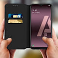 Miniatyrbild 3 av 4: Smartphone skal - AVIZAR - Samsung Galaxy A10 - Eco-läder - Stativfunktion - Svart Svart