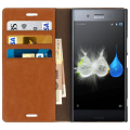 Pikkukuva 3 / 4: Lompakko - AVIZAR - Xperia XZ Premium - Kamelinväri Nahka - 3 Korttipaikkaa - Teline-toiminto Kamel