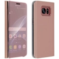 Miniatyrbillede 2 af 4: Etui til Galaxy S7 Edge - AVIZAR - Klapcover med Spejl Rose - Standfunktion - Blød Cover - Blank Rosa