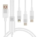 Miniatyrbild 1 av 5: USB till Lightning + 2 USB-C-kabel - LINQ - 60W snabbladdning - Längd 1,2m - Vit Vit