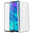 Pikkukuva 2 / 4: Kuori ja suojakalvo - Huawei - P Smart 2019 / Honor 10 Lite - Silikoni geeli - Karkaistu lasi - Musta Svart