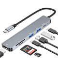 Miniatyrbild 2 av 5: Hub USB-C till HDTV 4K, USB-C 100W, SD / Micro-SD kortläsare LinQ Grå