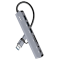 Miniatyrbillede 2 af 5: USB Hub OTG-understøttelse 5 Gbps SD / TF-kortlæser og 3,5 mm lydstik LinQ Grå