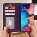 Miniatyrbillede 3 af 4: Smartphone cover - Samsung - Galaxy A20e - Lilla øko-læder - Blød skal - Magnetisk lukning Lila