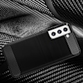 Miniatyrbild 3 av 5: Samsung Galaxy S21 FE Förstärkt mjuk kolborstad effektfodral Svart