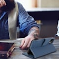 Miniatyrbillede 4 af 4: Hoes - AVIZAR - iPhone 11 - Øko-læder - Støttende funktion - Blå farve Blå