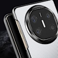 Miniatyrbild 4 av 5: Coque i kolför radar Huawei Mate X6 Vävd Läder Silikon Kant Vit Vit