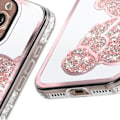 Miniatyrbild 4 av 5: iPhone 16 Pro Max Fodral - AVIZAR - Glitter Teddy Bear Design - Shiny Rhinestone Outline - Rosa Rosa