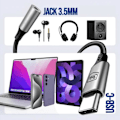 Pikkukuva 4 / 4: USB C - 3,5 mm Jack Audio Adapteri Korkea äänenlaatu Kompakti 3mk musta - hopea