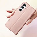 Pikkukuva 4 / 6: Kotelo Samsung A55 keinonahkaiselle lompakolle kaksinkertainen magneettilukko, vaaleanpunainen samppanja
