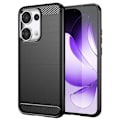 Miniatyrbillede 5 af 5: Coque til Oppo Reno 13 Silikone Design Carbon Børstet Sort Svart