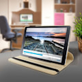 Miniatyrbild 3 av 4: Hus - AVIZAR - Samsung Galaxy Tab A 10.5 - Ekologiskt läder - 360° Stöd - Gul Guld