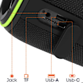 Pikkukuva 4 / 6: Bluetooth-kaiutin 8h akunkesto LED-valo IPX5 vesitiivis wiwu-kahva Musta Svart