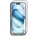 Pikkukuva 1 / 5: Näytön suojaus - FORCE GLASS - iPhone 15 Plus - Iskunkestävä karkaistu lasi - 3D reuna - Naarmuuntumaton Svart