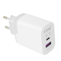 Miniatyrbillede 2 af 4: USB og USB-C lysnetoplader Quick Charge 3.0 Strømforsyning 18W LinQ Hvid Vit