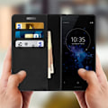 Miniatyrbillede 3 af 4: Etui - AVIZAR - Sony Xperia XZ2 Compact - Ægte læder - Sort - Videostativ svart