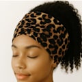 Miniatyrbillede 2 af 3: Bandeau Turban til Hår i Blødt Trykt Leopardprint, Fino Kaffe Brun kastanj