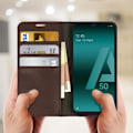 Miniatyrbild 3 av 4: Etui för Samsung Galaxy A50 - AVIZAR - Folio Läderfodral - Videostöd - Brun - Heltäckande Skydd kastanj