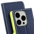 Miniatyrbild 4 av 6: Étui för iPhone 16 Pro Plånbok Saffianoläder Fancy Mörkblå Blå