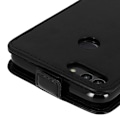 Miniatyrbillede 4 af 4: Etui Huawei P Smart - AVIZAR - Hætteklap i vertikal stil - Silikone gel - Øko-læder - Sort Svart