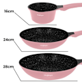 Pikkukuva 4 / 4: Keittiösetti 10 Kappaletta 3 Kattilaa/2 Paistinpannua/1 Kastrulli Soft-Touch Kahva Cheffinger Vaaleanpunainen