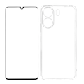 Pikkukuva 2 / 6: Kotelo Xiaomi Redmi 13C:lle - AVIZAR - Musta - Silikonigeeli ja karkaistu lasi Svart