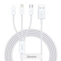 Miniatyrbillede 2 af 4: 3 i 1 USB til Lightning, USB-C og Micro USB-kabel 2,5A 15 meter Baseus Hvid