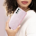 Miniatyrbild 4 av 5: Samsung Galaxy S22 Fodral - AVIZAR - Avtagbart glitterblad - Rosa - Halvstyvt Rosa