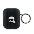 Miniatyrbillede 1 af 3: AirPods etui - Karl Lagerfeld - Monogram Karl Head - Silikone - Sort - 1/2 generation Svart