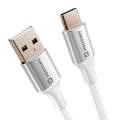 Pikkukuva 2 / 5: USB-kaapeli USB-C:hen, punottu, solmukkestava Swissten Valkoinen Vit