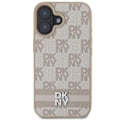 Pikkukuva 6 / 6: IPhone 16 Kuori - DKNY Nahkainen Kova Kuori Ruudullinen Kuvio & Printatut Raidat (DKHCP16SPCPTSSP) - Vaaleanpunainen