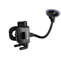 Miniatyrbillede 1 af 5: Smartphone bilholder - FORCELL - Sugekopmontering - Lang arm 27 cm - 360° drejelig - Sort Svart