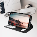 Miniatyrbillede 4 af 4: AVIZAR Taske til Samsung Galaxy A22 5G - Dobbeltvindue og Video Support - Sort Svart